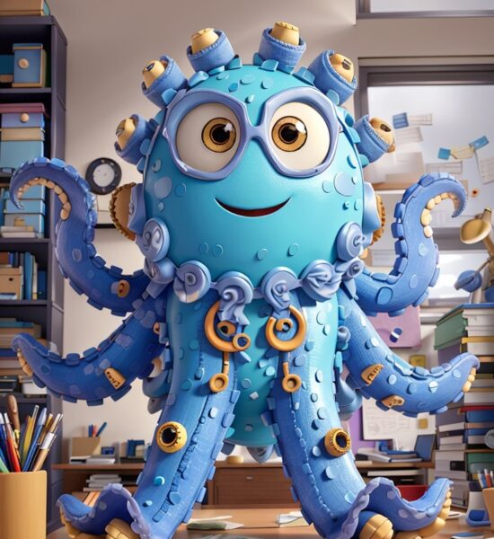Friendly octopus animated character